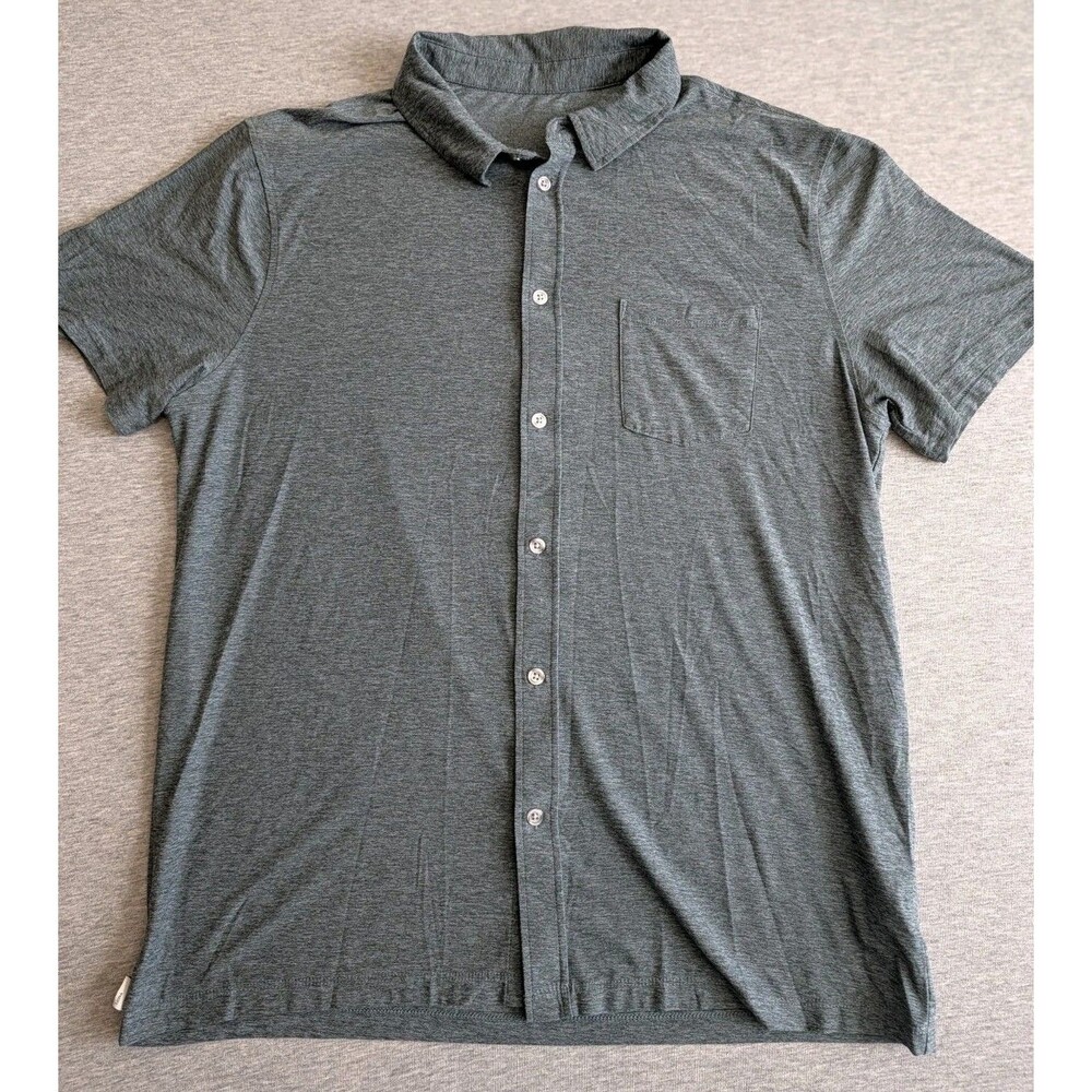 Vuori Button-Down Shirt Men Large Bridge Short Sleeve Stretch Casual V1058